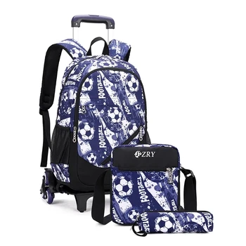 3 pecs / set Tekerlek okul sırt çantası Büyük Kapasiteli Ortopedik Schoolbag Erkek Kız Laptop Sırt Çantaları Genç Naylon Okul Çantaları