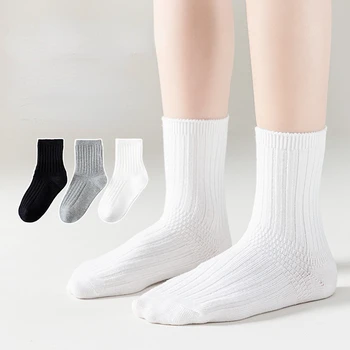5 Çift/grup 1-12 yıl çocuk Çorap Yüksek Kaliteli Katı Pamuk Çorap Öğrenciler Çocuklar için Erkek Kız Çorap 3 Uzunlukları Mevcut
