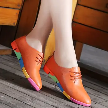 Kadın ayakkabı 2022 moda renkli taban nefes hakiki deri flats ayakkabı kadın tenis feminino bayanlar loafer ayakkabılar