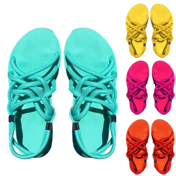 Kadın Sandalet platform sandaletler Ayakkabı Kadın Sandalet Yaz Düz Örgülü Halat Sandalet plaj ayakkabısı