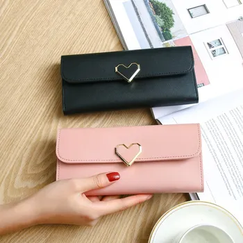 Kadınlar Uzun Cüzdan Çantalar Lüks Aşk Kalp Cüzdan Bayanlar Kız için Para Cebi kart tutucu Kadın Cüzdan Telefon el çantası
