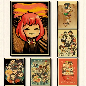 Klasik Anime Mix Poster Chibi JoJo / CASUS×AİLE / iblis avcısı Ev duvar süsü Ev Oturma Odası İçin duvar Sticker Baskılar