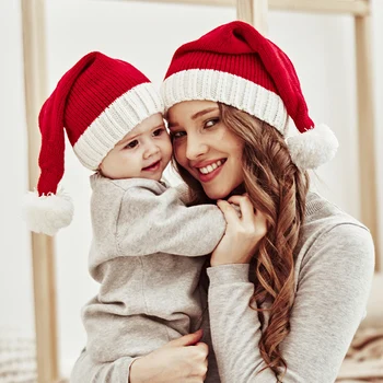 Noel Santa Şapka Kış Bere Örme Tığ Noel Kapaklar Yetişkin Bebek Pet Noel Yeni Yıl Şenlikli Tatil Parti Malzemeleri