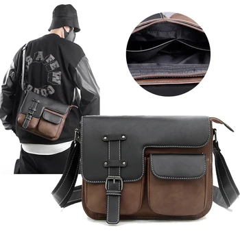 Scione erkek Pu Tasarımcı askılı çanta Vintage Rahat askılı çanta Belgeler için Çok Cep Retro seyahat el çantası Erkek K258